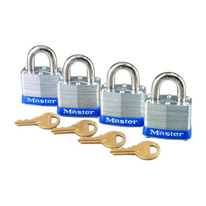 Cadenas à haute sécurité en acier laminé 1 1/2" en paquet de 4