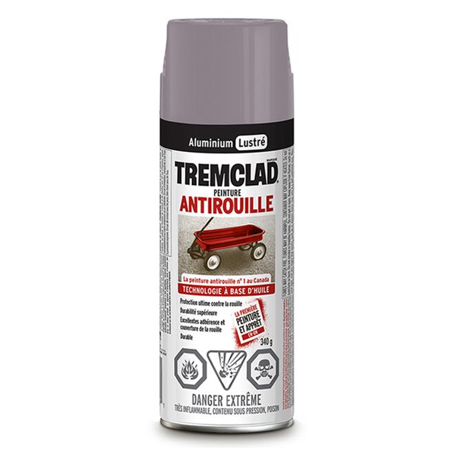 Peinture antirouille aérosol Tremclad - Aluminium - Fini lustré