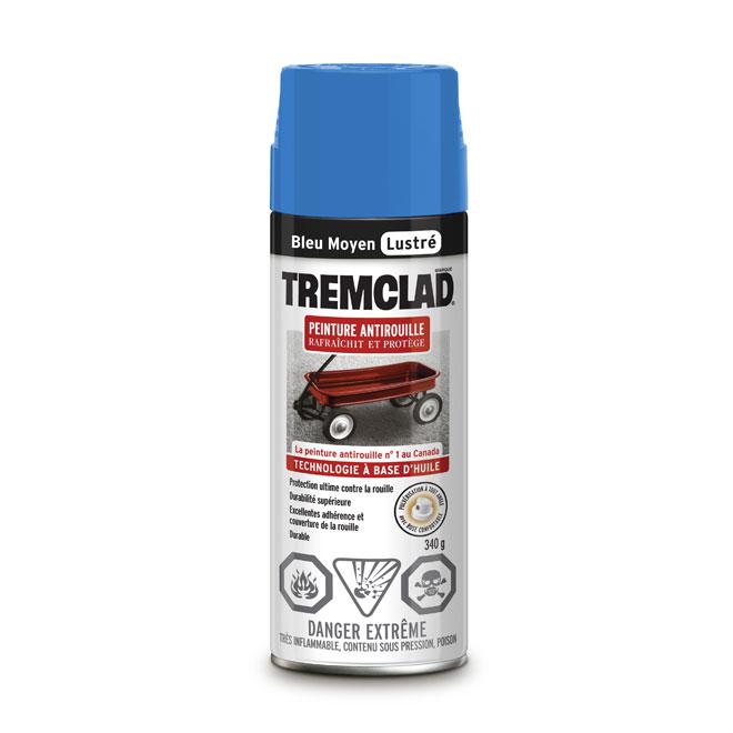 Peinture antirouille aérosol Tremclad - Bleu moyen - Fini lustré