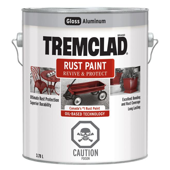 Peinture antirouille Tremclad - Aluminium  - Fini lustré - 3,78L