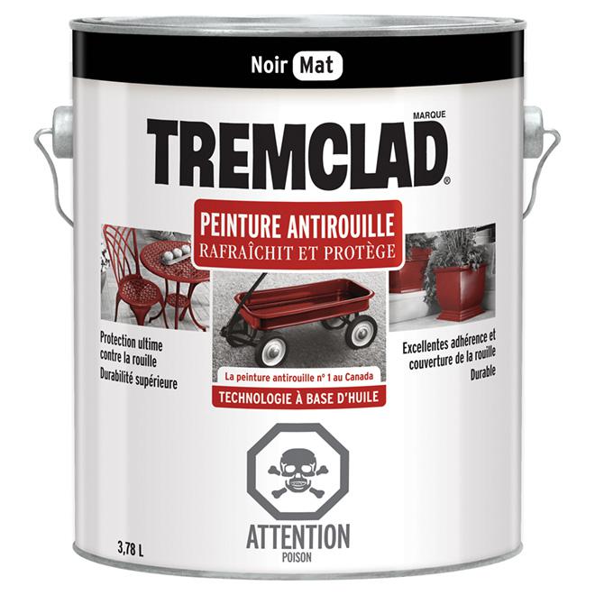 Peinture antirouille Tremclad - Noir  - Fini mat - 3,78L
