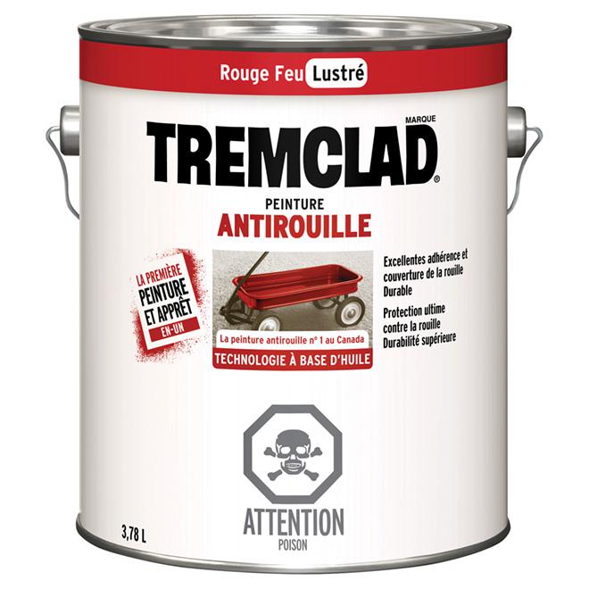 Peinture antirouille Tremclad - Rouge feu  - Fini lustré - 3,78L