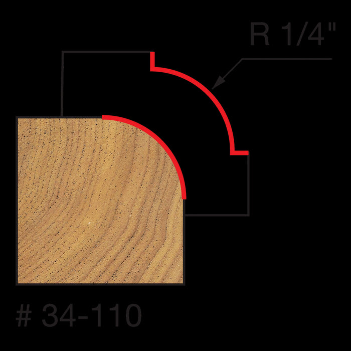Mèche à arrondi convexe 1/4" (1-1/8"x1/2") à tige 1/4"