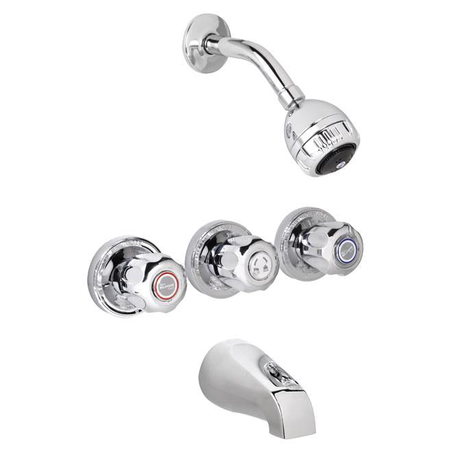 Robinet bain-douche à 3 poignées - Chrome