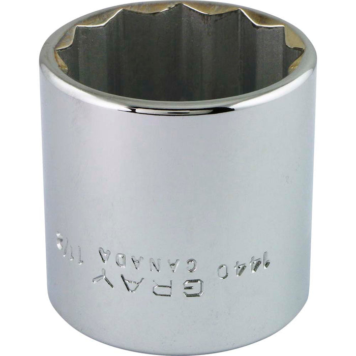 Douille chromée régulière à prise 1/2" (12 pans x 1-1/2")