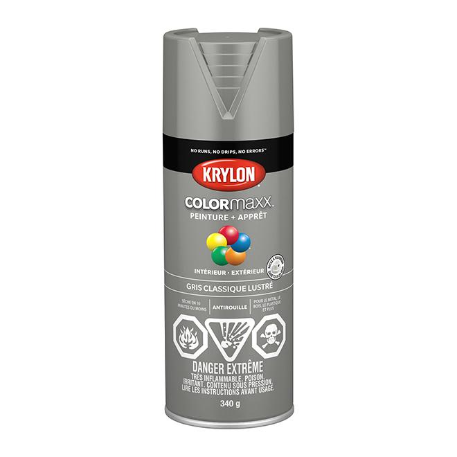 Peinture en aérosol Krylon COLORMAXX 340g lustrée - Gris classique