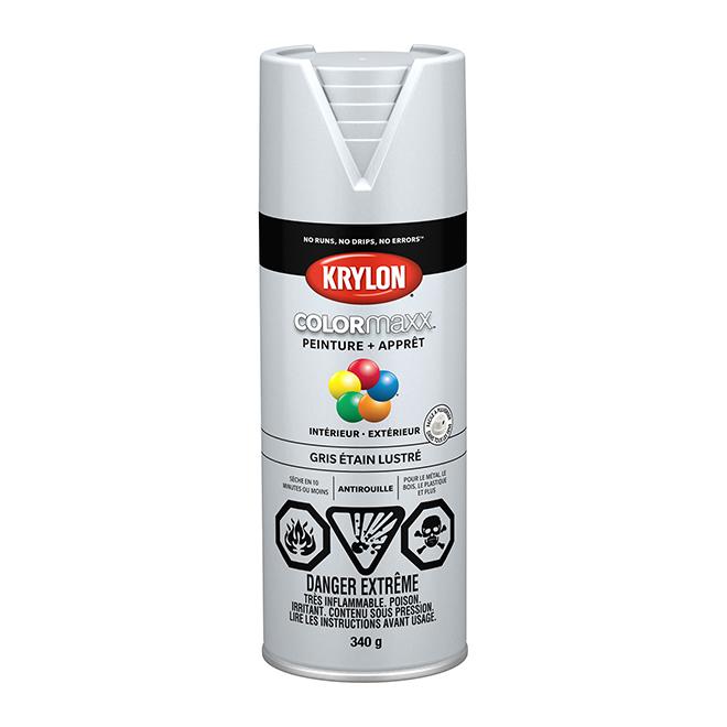 Peinture en aérosol Krylon COLORMAXX 340g lustrée - Gris étain