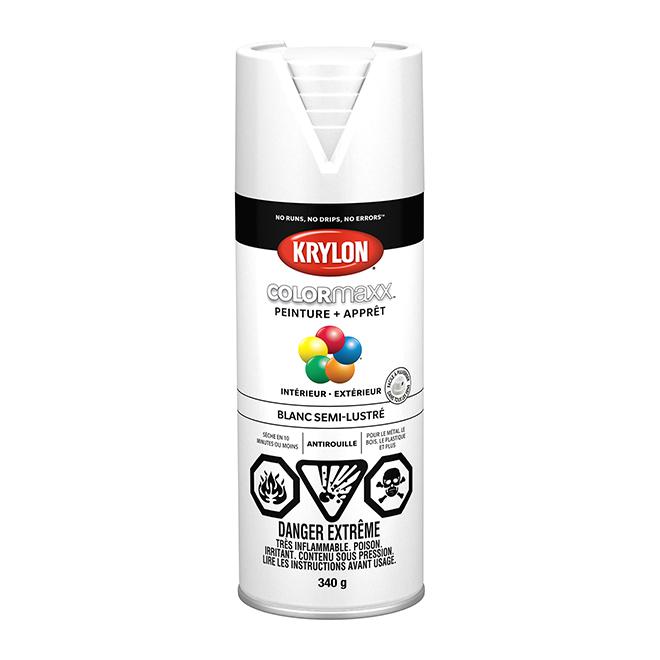 Peinture en aérosol Krylon COLORMAXX 340g semi-lustrée - Blanc