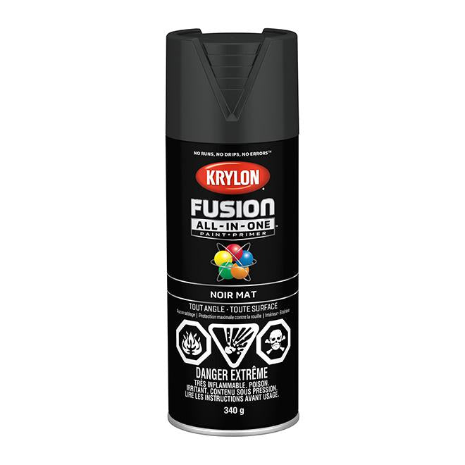 Peinture en aérosol Krylon Fusion 340g mate - Noir
