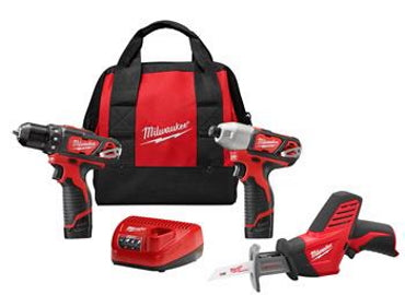 Ens. 3 outils Milwaukee® M12™ avec 2 batteries 1.5Ah
