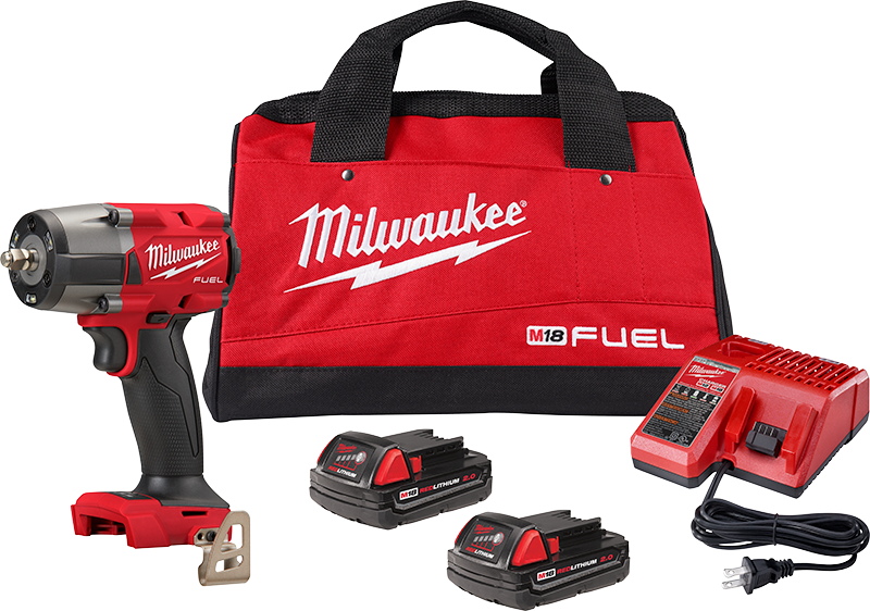 Ens. Clé à chocs à couple moyen 3/8" M18 FUEL™, avec bague de friction, 2 batteries 2.0Ah