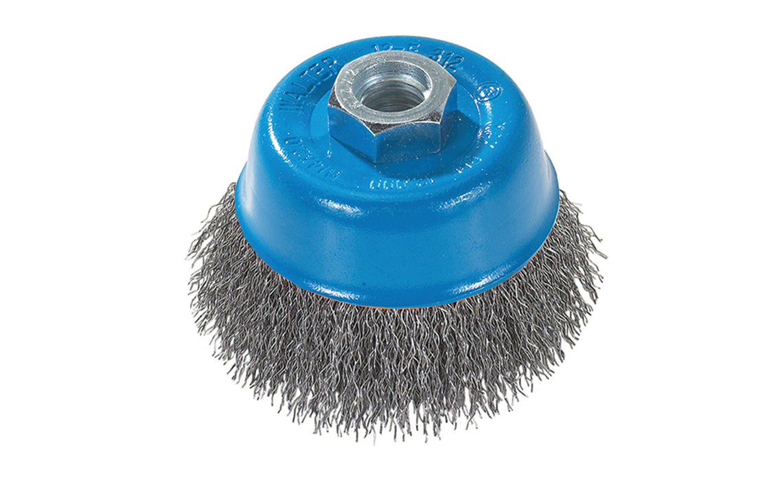 Brosse boisseau à fils crêpés, à inox 3" (5/8"-11)
