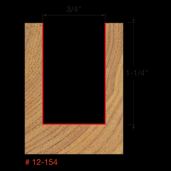 Mèche droite à 2-cannelures (3/4"x1-1/4") à tige 1/2"