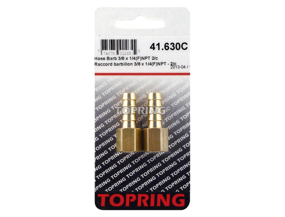 Raccord Barb. 3/8 x 1/4 (F) NPT 2 par carton
