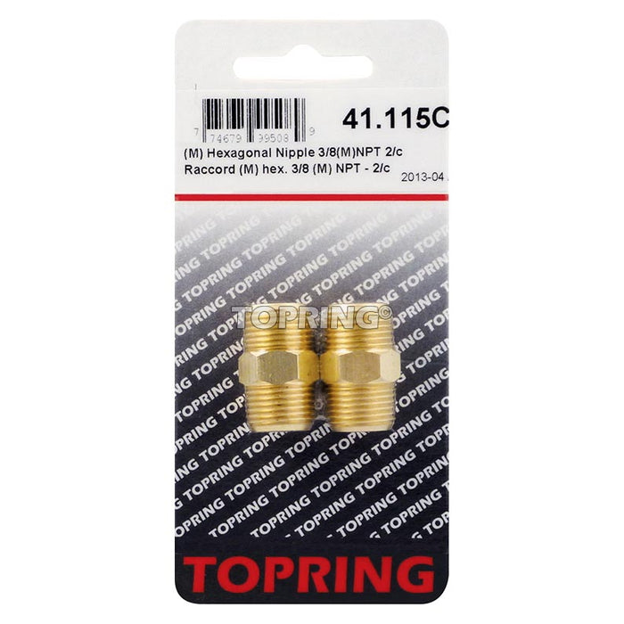 Raccord hex. 3/8(M)NPT, 2/carton