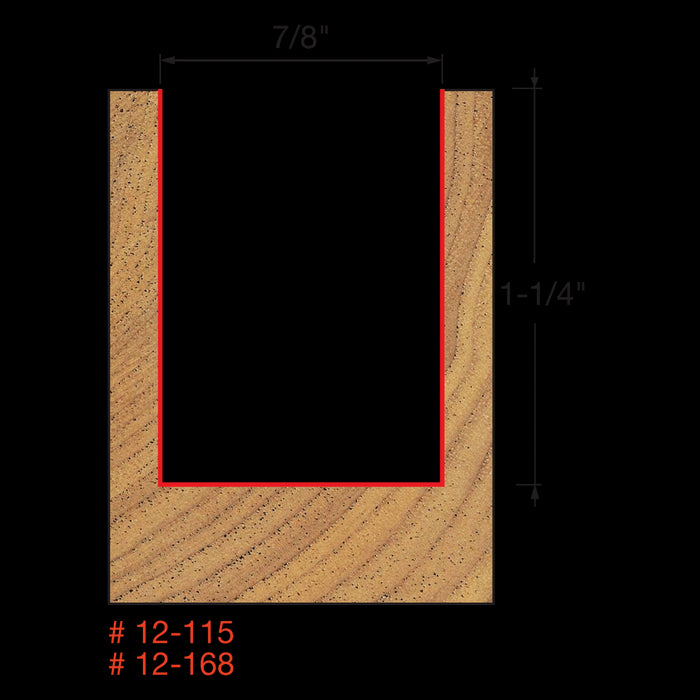Mèche droite à 2-cannelures (7/8"x1-1/4") à tige 1/2"