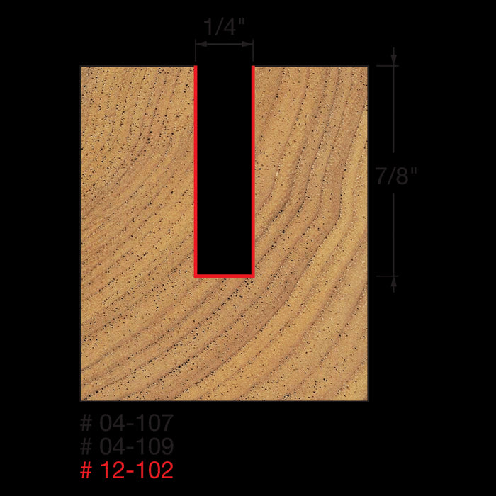 Mèche droite à 2-cannelures (1/4"x7/8") à tige 1/2"