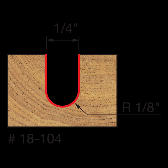 Mèche à bout rond, rayon 1/8", (1/4"x3/8") à tige 1/4"
