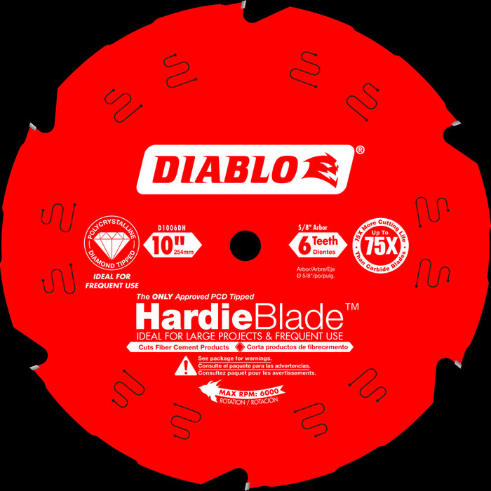 Lame HardieBlade™, à fibrociment (10"x6 dents)
