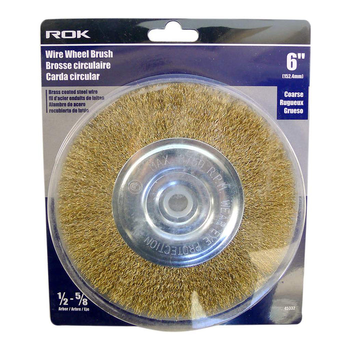 Brosse circulaire, fil laiton rugueux 6"