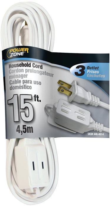 Rallonge électrique 16/2 de 15' à 3 prises (Blanc)