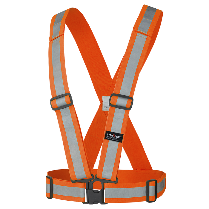 Bretelle de sécurité ajustable orange haute-visibilité