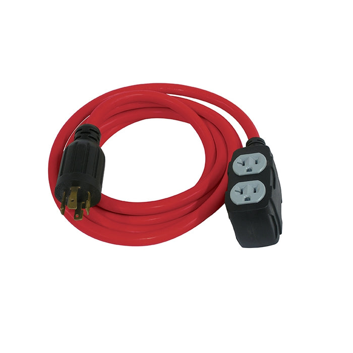 Rallonge pour génératrice 10' à 2 prises 20A (Rouge)