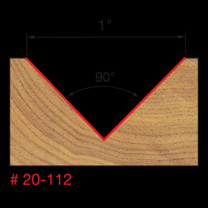 Mèche à rainurer en «V» 90° (1"x5/8") à tige 1/2"