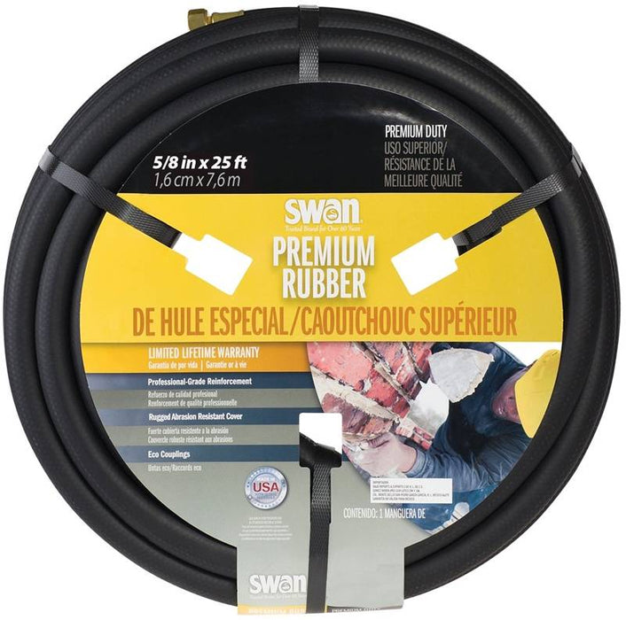 Boyau d'arrosage en caoutchouc robuste noir 5/8" x 25'