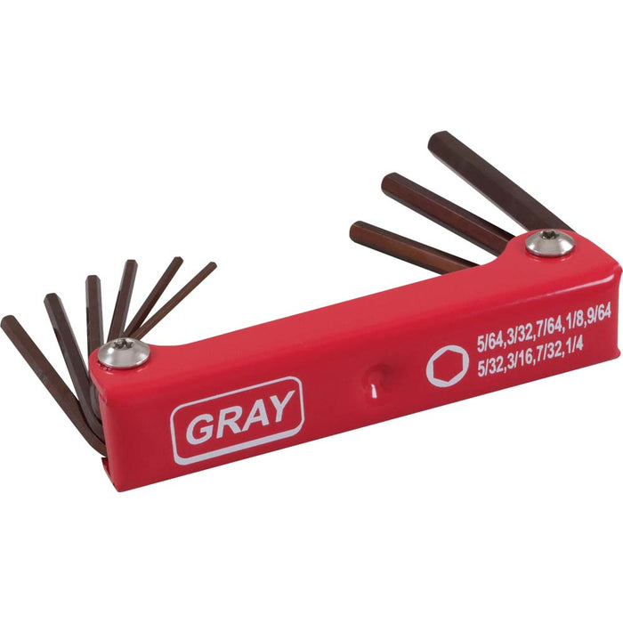 Jeu 9 clés hex. pliantes longues (5/64"-1/4")