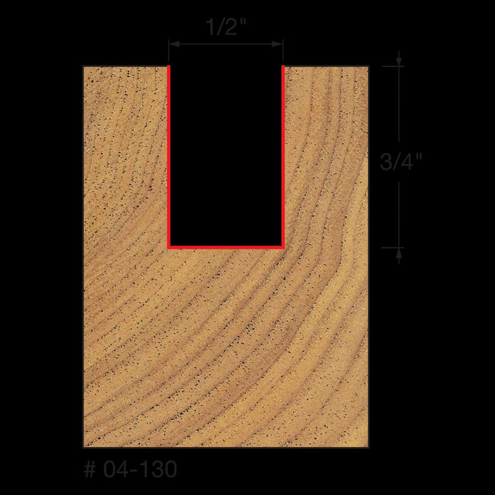 Mèche droite à 2-cannelures (1/2"x3/4") à tige 1/4"