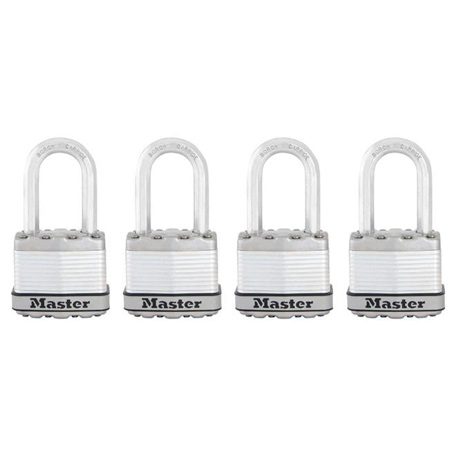 Paquet de 4 cadenas à clé laminé, 1 3/4", acier