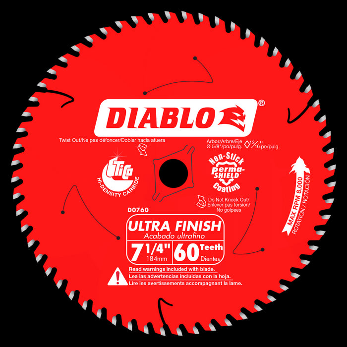 Lame au carbure, à finition ultra (7-1/4"x60 dents)