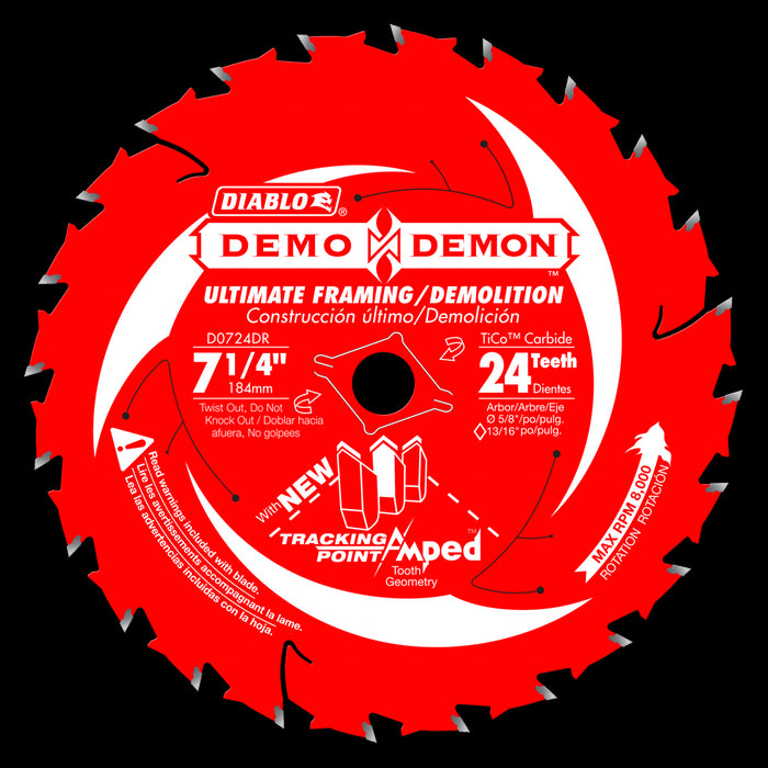 Lame DEMO DEMON, à charpente (7-1/4"x24 dents)