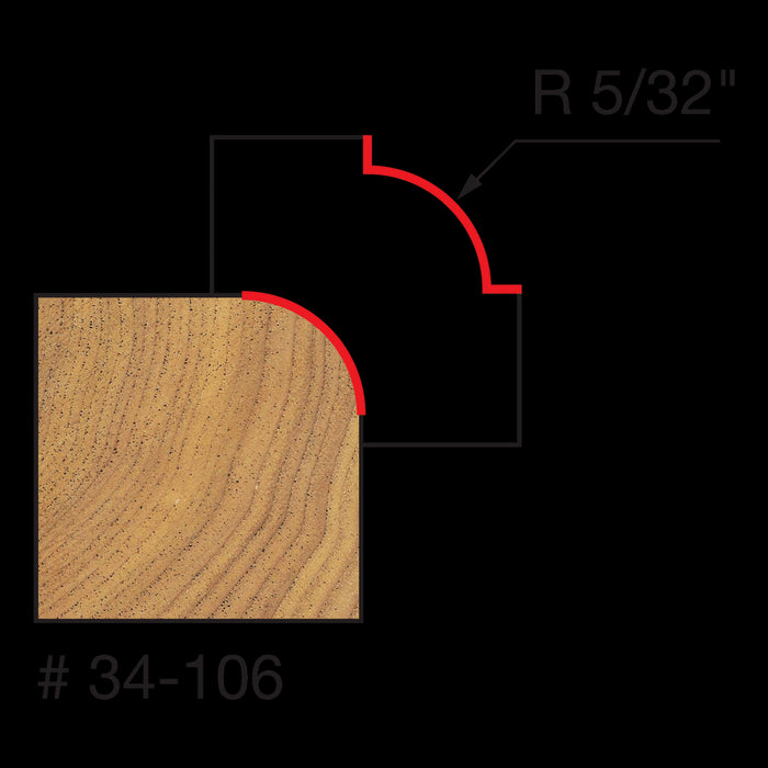 Mèche à arrondi convexe 5/32" (13/16"x1/2") à tige 1/4"