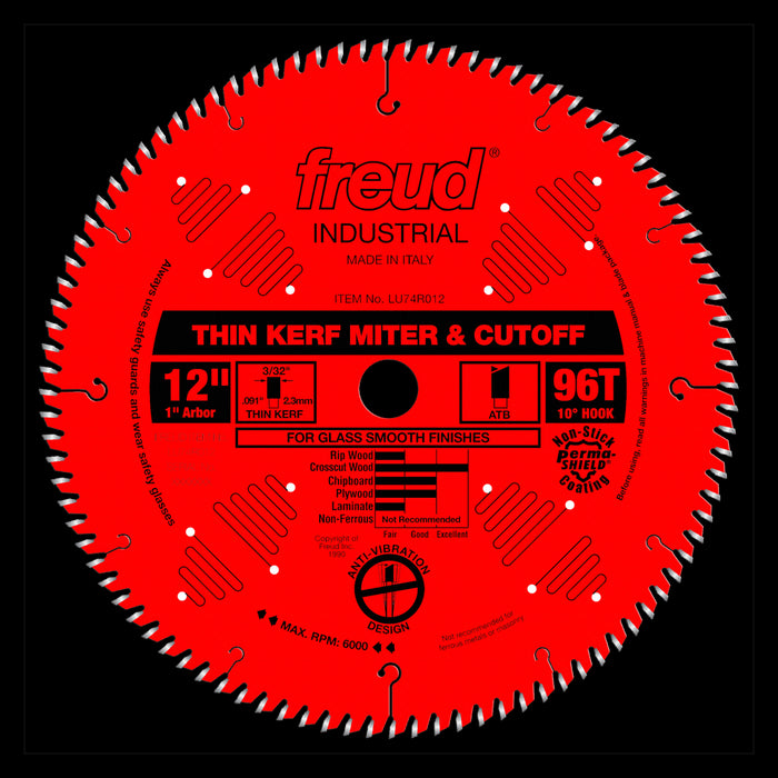 Lame mince à coupe transversale (12"x96 dents)