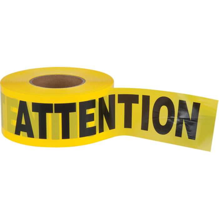 Ruban «ATTENTION» 1.5mils, Jaune/Noir, 3"x1000'