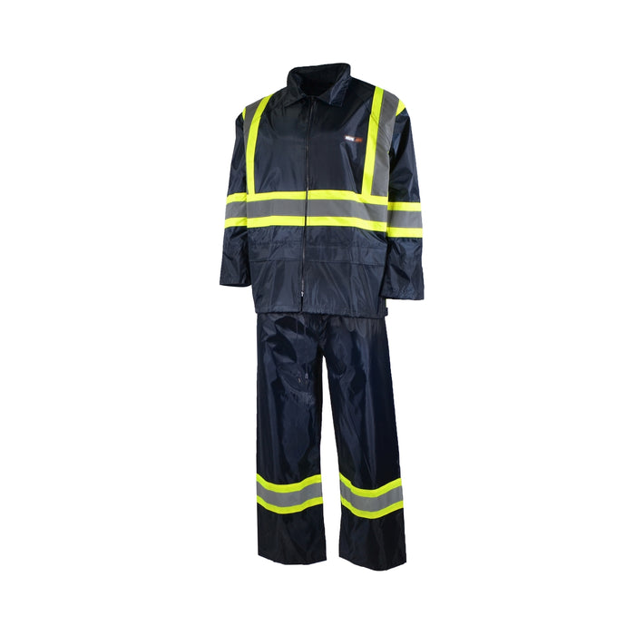 Ens. imperméable haute-visibilité, en nylon 190T/PVC, Marine