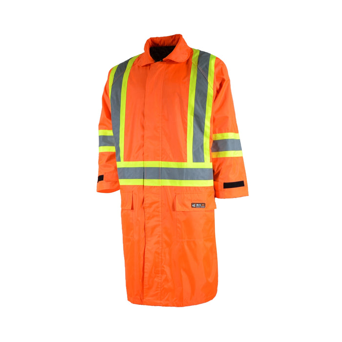 Manteau long imper. haute-visibilité, en nylon 220D/PVC, Orange