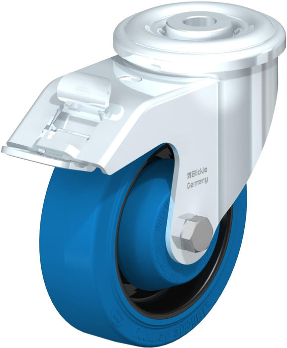 Roulette pivotante sans plaque, à frein 4" en caoutchouc, capacité 330 lb