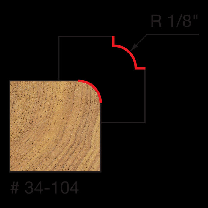 Mèche à arrondi convexe 1/8" (3/4"x1/2") à tige 1/4"