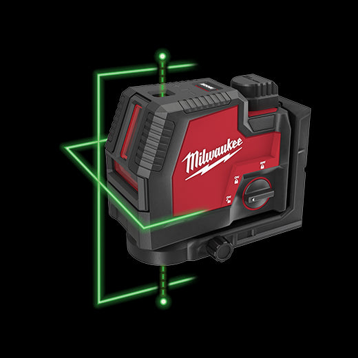 Laser vert en croix avec points d'aplomb, avec batterie rechargeable USB (100')