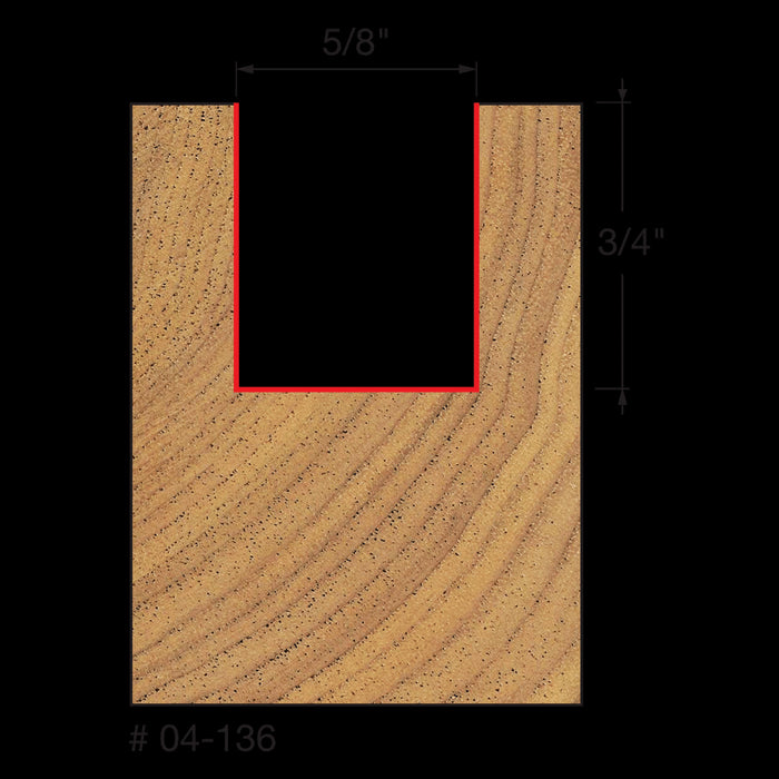 Mèche droite à 2-cannelures (5/8"x3/4") à tige 1/4"