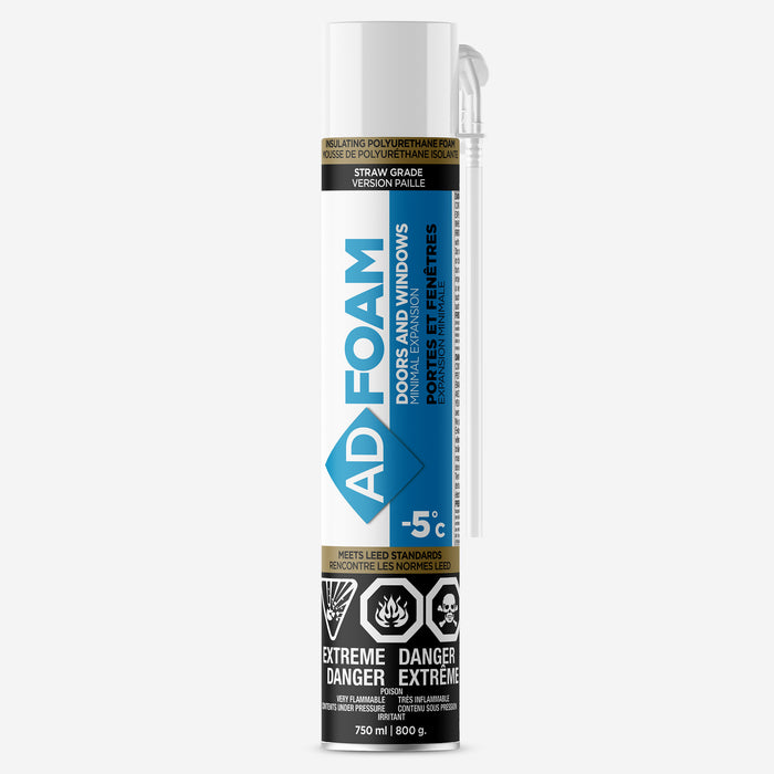 Mousse isolante à expansion minimale pour portes et fenêtres - Paille - 750 mL