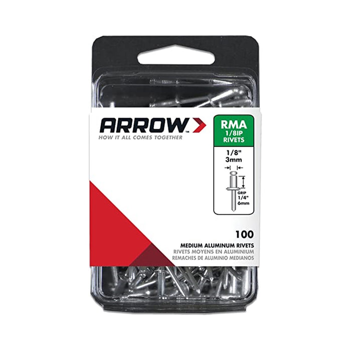 Rivet moyen en aluminium 1/8" X 1/4" - Paquet de 100