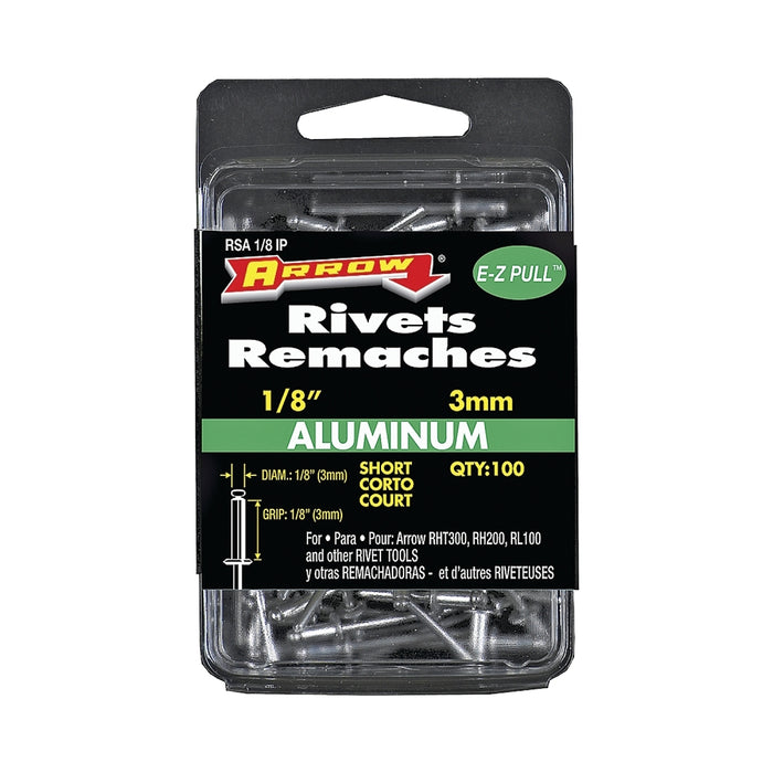 Rivet court en aluminium 1/8" X 1/8" - Paquet de 100