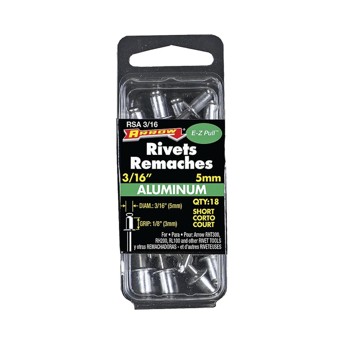 Rivet court en aluminium 3/16" X 1/8" - Paquet de 18