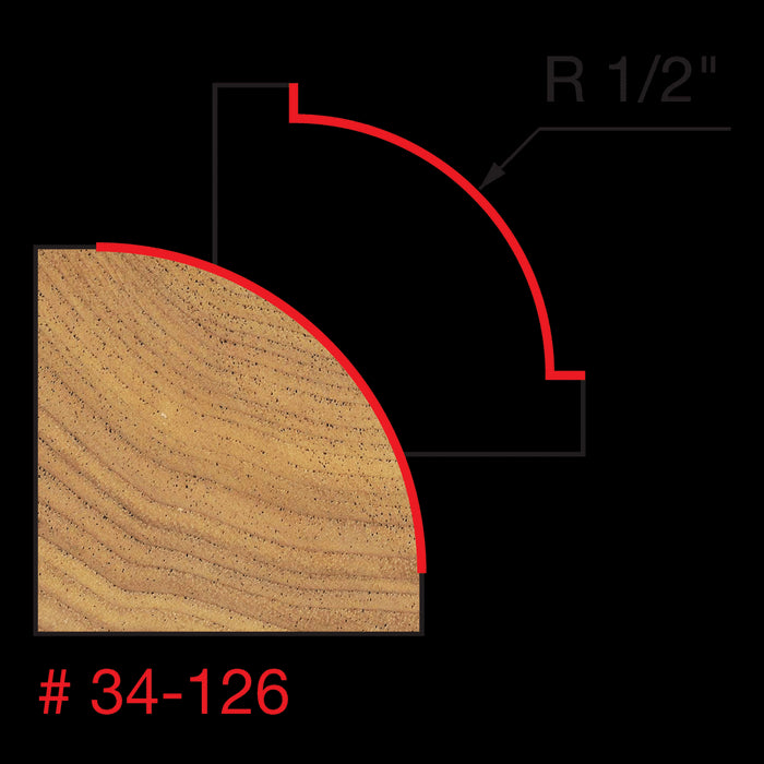 Mèche à arrondi convexe 1/2" (1-5/8"x3/4") à tige 1/2"
