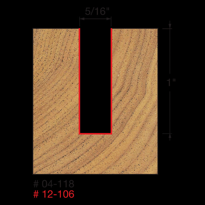 Mèche droite à 2-cannelures (5/16"x1") à tige 1/2"
