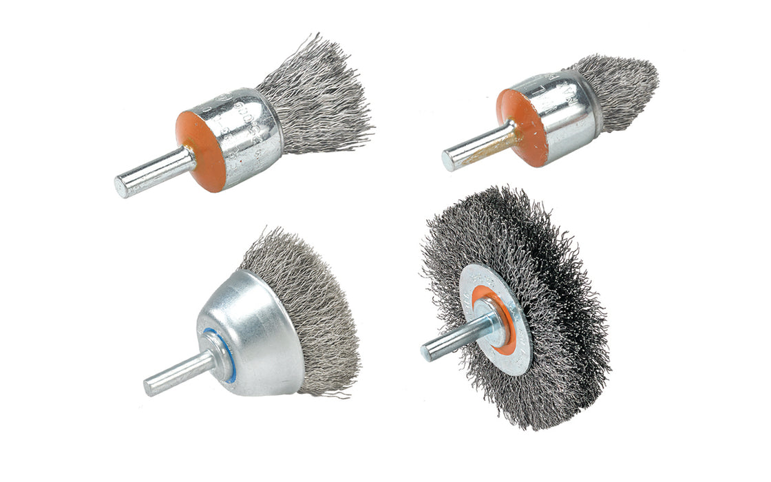 Brosse circulaire montée à fils crêpés 1-3/8" (pour meuleuse droite)